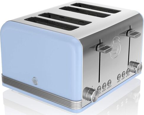 Swan ST19020BLN Retro Toaster, 7.2"x11.5"x10.4", Blue in Saudi Arabia