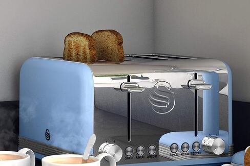 Swan ST19020BLN Retro Toaster, 7.2"x11.5"x10.4", Blue in Saudi Arabia