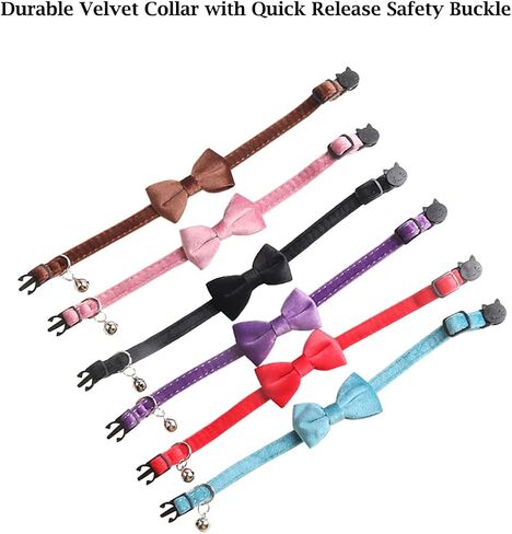 2 Pack Breakaway Cat Collars with Bell and Bowtie Comfortable Velvet Cat Collar with Cute Safety Buckle Adjustable Pet Collar for Kitty Kitten Puppy Neck Accessories for Daily Wearing Kitten in Saudi Arabia