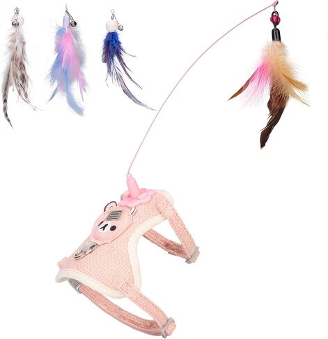 لعبة طوق سرج القطط، لعبة جرس ريشة للقطط ذاتية اللعب مع سرج (وردي، M) in Kuwait