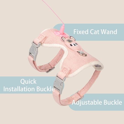 Cat Harness Collar Toy, Self Play Cat Feather Bell Toy with Harness (Pink, M) in Saudi Arabia