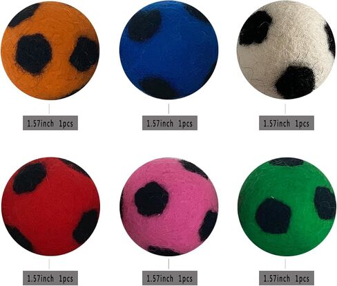 6PCS Soccer Balls Cats Balls Plush Toys for Cats Indoor Cats Toys in Saudi Arabia