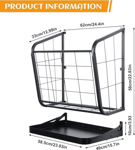 usego جدار القش رف القش المغذية الثقيلة القش الصلب المغذية الماعز 18 جالون من جانب الماعز القش القش للماشية الأغنام الحصان مع صينية الحبوب للانفصال in Kuwait