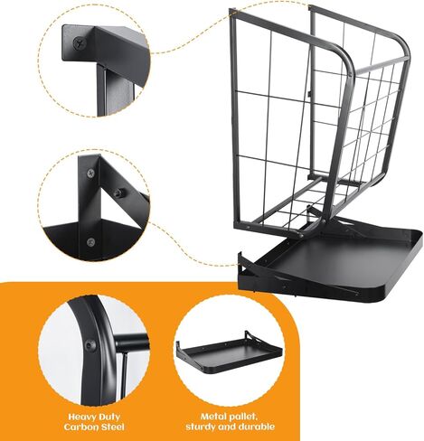 usego جدار القش رف القش المغذية الثقيلة القش الصلب المغذية الماعز 18 جالون من جانب الماعز القش القش للماشية الأغنام الحصان مع صينية الحبوب للانفصال in Kuwait