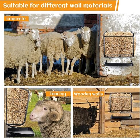 usego جدار القش رف القش المغذية الثقيلة القش الصلب المغذية الماعز 18 جالون من جانب الماعز القش القش للماشية الأغنام الحصان مع صينية الحبوب للانفصال in Kuwait