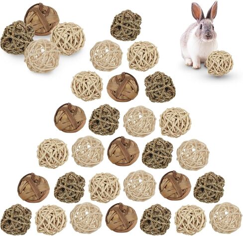 32PCS Guinea Pig Ball, Small Animals Play Balls Chew Grass Balls & Rolling Chew Toys for Bunny, Rabbits, Hamster and Other Small Animals in Saudi Arabia