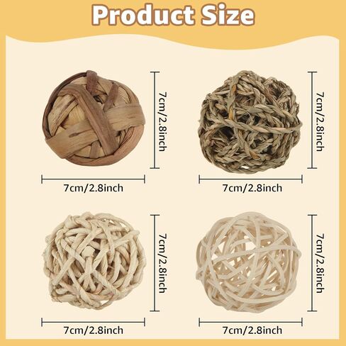 32PCS Guinea Pig Ball, Small Animals Play Balls Chew Grass Balls & Rolling Chew Toys for Bunny, Rabbits, Hamster and Other Small Animals in Saudi Arabia