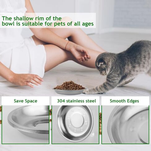 5 Pcs Stainless Steel Cat Bowls 6 Inch Metal Cat Bowls Cat Food Bowl, Metal Cat Dishes Cat Food Bowls for Indoor Cats, Shallow Pet Feeding Bowl Elevated Food Bowls for Cats in Saudi Arabia