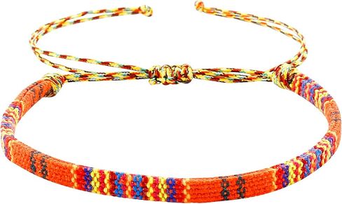 Boho Bracelets for Women & Mens Braided sunmer bracelets for women & men surfer Beach Jewelry Waterproof Adjustable String Rope Anklet (orange) in Kuwait