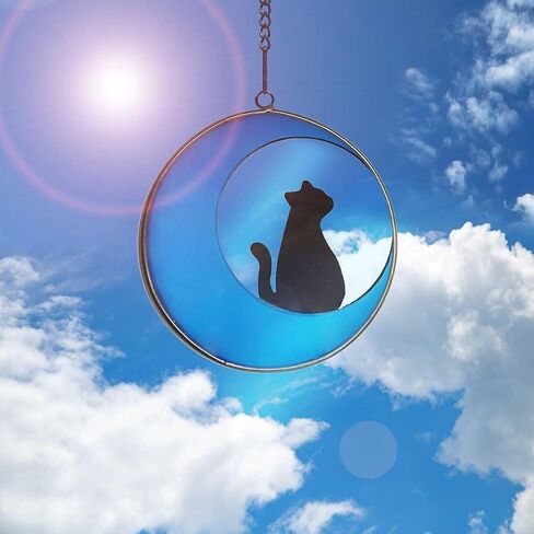 cat memorial gifts for loss of cat,Stained Glass fluorescence Window Hanging Decorations,Loss of Pet Sympathy Suncatcher Gifts for Cat Lovers,Pet Memorial Sympathy Gifts Decoration，3.9in in Saudi Arabia