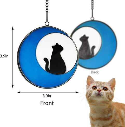 cat memorial gifts for loss of cat,Stained Glass fluorescence Window Hanging Decorations,Loss of Pet Sympathy Suncatcher Gifts for Cat Lovers,Pet Memorial Sympathy Gifts Decoration，3.9in in Saudi Arabia