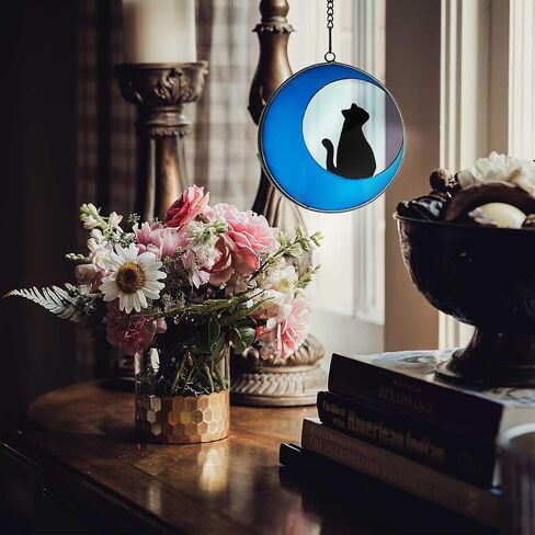cat memorial gifts for loss of cat,Stained Glass fluorescence Window Hanging Decorations,Loss of Pet Sympathy Suncatcher Gifts for Cat Lovers,Pet Memorial Sympathy Gifts Decoration，3.9in in Saudi Arabia