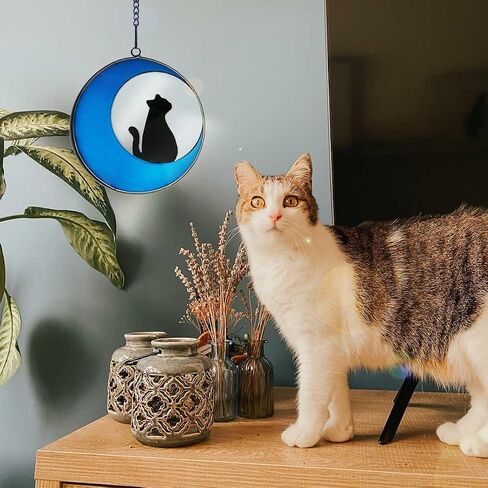 cat memorial gifts for loss of cat,Stained Glass fluorescence Window Hanging Decorations,Loss of Pet Sympathy Suncatcher Gifts for Cat Lovers,Pet Memorial Sympathy Gifts Decoration，3.9in in Saudi Arabia