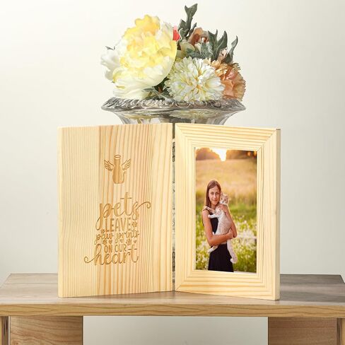 Cat Memorial Gifts for Loss of Cat, Pet Memorial Gifts Wooden Hinged Tabletop Pet Memorial Picture Frame for 4x6 Inch Photo, Pet Loss Sympathy Gift, Pet Loss Gifts Include Pet Remembrance Keychain in Saudi Arabia