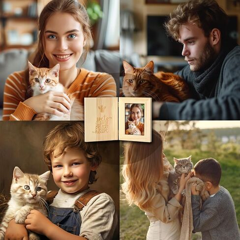 Cat Memorial Gifts for Loss of Cat, Pet Memorial Gifts Wooden Hinged Tabletop Pet Memorial Picture Frame for 4x6 Inch Photo, Pet Loss Sympathy Gift, Pet Loss Gifts Include Pet Remembrance Keychain in Saudi Arabia