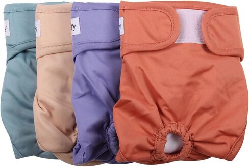 Vecomfy Reusable Female Dog Diapers for Medium Dogs,(4 Pack) Easy Absorbent Large Doggie Diapers for Peeing,in Heat,Doggie Period Panties,Dark Colors,L in Saudi Arabia