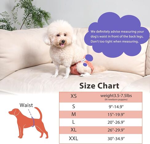 Vecomfy Reusable Female Dog Diapers for Medium Dogs,(4 Pack) Easy Absorbent Large Doggie Diapers for Peeing,in Heat,Doggie Period Panties,Dark Colors,L in Saudi Arabia