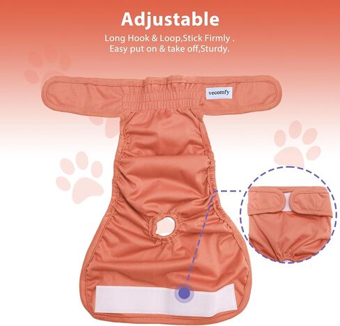 Vecomfy Reusable Female Dog Diapers for Medium Dogs,(4 Pack) Easy Absorbent Large Doggie Diapers for Peeing,in Heat,Doggie Period Panties,Dark Colors,L in Saudi Arabia