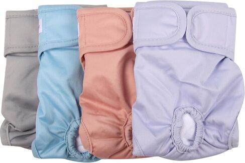 Vecomfy Reusable Female Dog Diapers for Medium Dogs,(4 Pack) Easy Absorbent Large Doggie Diapers for Peeing,in Heat,Doggie Period Panties,Dark Colors,L in Saudi Arabia