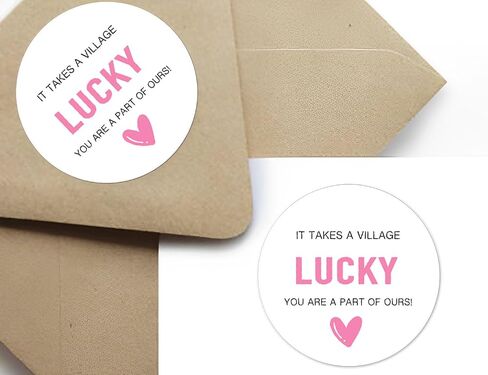 120pcs It Takes a Village Lucky You're a Part of Ours BabyShower Lotto Favors, Baby Shower Lotto Ticket Favor.Scratch Ticket Shower Favor labels (Pink) in Saudi Arabia