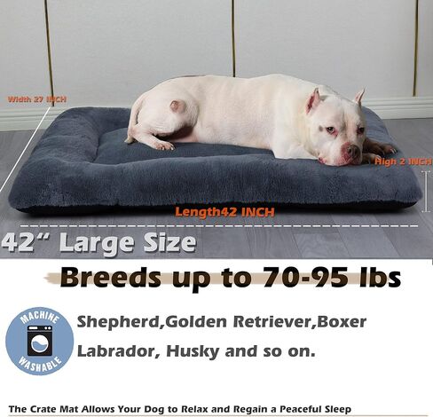 Dog Crate Pad Washable Dog Crate Bed 42 Inch Crate Pads for Dog Cages Soft Crate Mat Dog Kennel Pads for Crates Dog Mats for Sleeping Dog Crate Bed Large Dogs 42 x 27 Inch Dark Grey L Pet Pads. in Kuwait