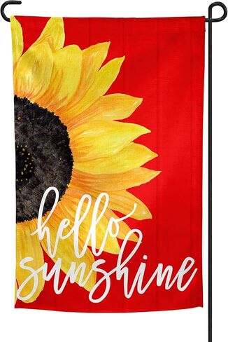 TheSpottedZebras Hello Sunshine Red Sunflower ترحيب حديقة العلم ساحة العلم مزدوج الجوانب 12 × 18 بوصة in Saudi Arabia