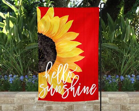 TheSpottedZebras Hello Sunshine Red Sunflower ترحيب حديقة العلم ساحة العلم مزدوج الجوانب 12 × 18 بوصة in Saudi Arabia
