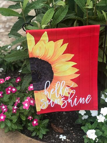 TheSpottedZebras Hello Sunshine Red Sunflower ترحيب حديقة العلم ساحة العلم مزدوج الجوانب 12 × 18 بوصة in Saudi Arabia