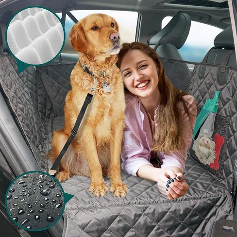 Back Seat Extender for Dogs with Hard Bottom and Thick Memory Foam Pad; Dog Car and SUV Rear Seat Cover with Belt for Back Seat; Protective Pet Cover for Dogs and Cats Supports Up to 330 LBS in Saudi Arabia