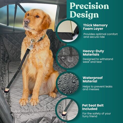 Back Seat Extender for Dogs with Hard Bottom and Thick Memory Foam Pad; Dog Car and SUV Rear Seat Cover with Belt for Back Seat; Protective Pet Cover for Dogs and Cats Supports Up to 330 LBS in Saudi Arabia