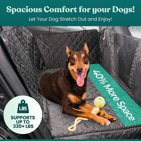 Back Seat Extender for Dogs with Hard Bottom and Thick Memory Foam Pad; Dog Car and SUV Rear Seat Cover with Belt for Back Seat; Protective Pet Cover for Dogs and Cats Supports Up to 330 LBS in Saudi Arabia