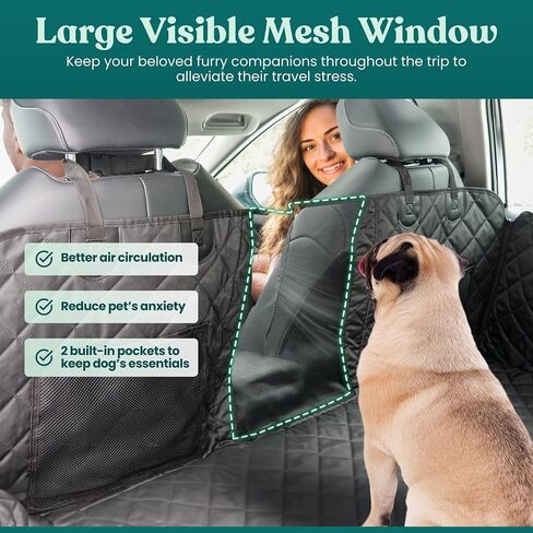 Back Seat Extender for Dogs with Hard Bottom and Thick Memory Foam Pad; Dog Car and SUV Rear Seat Cover with Belt for Back Seat; Protective Pet Cover for Dogs and Cats Supports Up to 330 LBS in Saudi Arabia