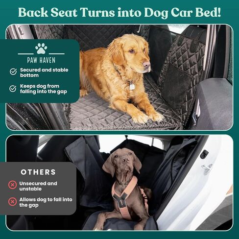 Back Seat Extender for Dogs with Hard Bottom and Thick Memory Foam Pad; Dog Car and SUV Rear Seat Cover with Belt for Back Seat; Protective Pet Cover for Dogs and Cats Supports Up to 330 LBS in Saudi Arabia