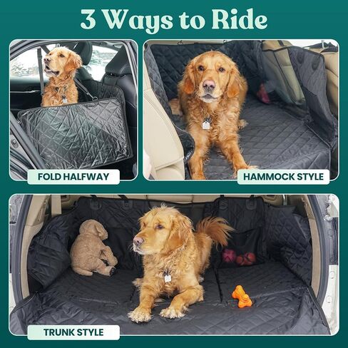 Back Seat Extender for Dogs with Hard Bottom and Thick Memory Foam Pad; Dog Car and SUV Rear Seat Cover with Belt for Back Seat; Protective Pet Cover for Dogs and Cats Supports Up to 330 LBS in Saudi Arabia