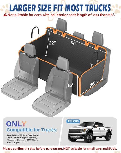 Toffos Trucks Back Seat Extender for Dogs, Hard Bottom Dog Car Seat Cover Supports 400lbs, Waterproof Scratchproof Hammock Protector for Truck F150, Silverado, RAM 1500, GMC Sierra in Saudi Arabia