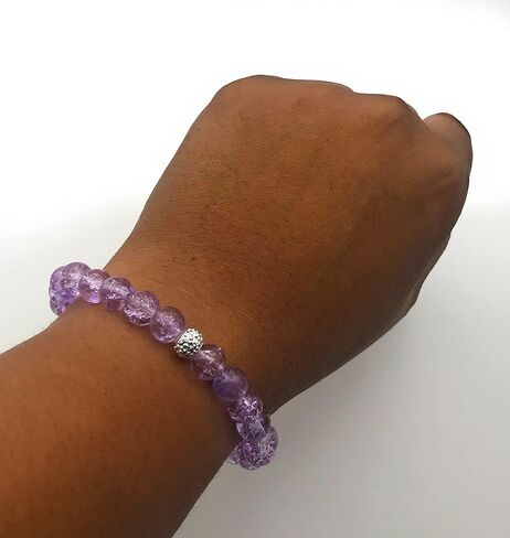 سوار مطرز باللون الوردي مصنوع يدويًا للنساء، خرز فرقعة، لمسة لامعة، هدية للأم والأخت والابنة in Kuwait