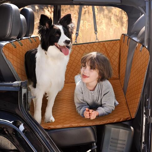 Back Seat Extender for Dogs,Heavy Duty Leatherette Large Space Dog Car Seat Cover for Back Seat,Hard Bottom Dog Hammock for Car Sturdy Camping Mattress Holds 500lbs,Travel Dog Bed for Car SUV Truck in Saudi Arabia