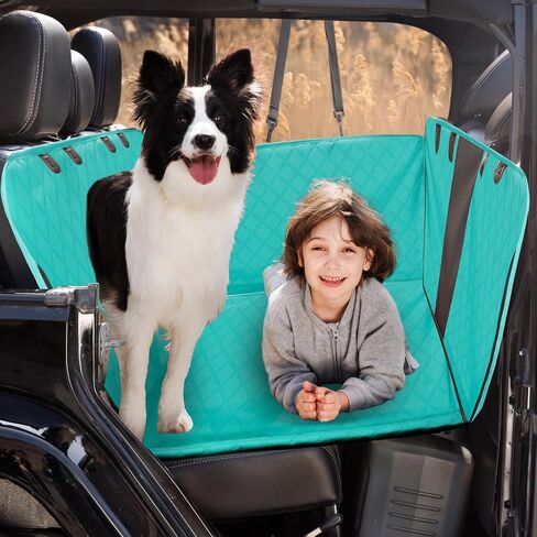 Back Seat Extender for Dogs,Heavy Duty Leatherette Large Space Dog Car Seat Cover for Back Seat,Hard Bottom Dog Hammock for Car Sturdy Camping Mattress Holds 500lbs,Travel Dog Bed for Car SUV Truck in Saudi Arabia