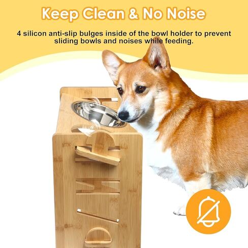 أوعية مرتفعة للكلاب المتوسطة، وعاء طعام مرتفع للكلاب مع 7 ارتفاعات قابلة للتعديل من 4 إلى 13 بوصة، زاوية مائلة 15 درجة، حامل خشبي قوي مع وعاءين عميقين من الفولاذ المقاوم للصدأ 700 مل، أقدام مضادة للانزلاق in Kuwait