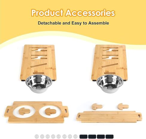 أوعية مرتفعة للكلاب المتوسطة، وعاء طعام مرتفع للكلاب مع 7 ارتفاعات قابلة للتعديل من 4 إلى 13 بوصة، زاوية مائلة 15 درجة، حامل خشبي قوي مع وعاءين عميقين من الفولاذ المقاوم للصدأ 700 مل، أقدام مضادة للانزلاق in Kuwait