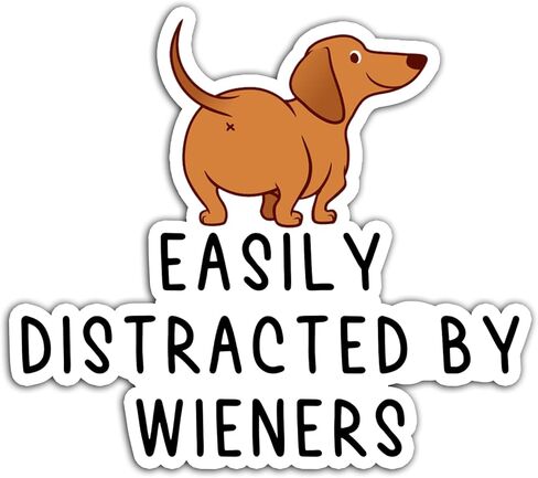 ملصق من الفينيل مقطوع على شكل كلب وينر بسهولة من قبل Wieners للسيارة والكمبيوتر المحمول والهاتف وزجاجة مياه وخوذة الجيتار وفكرة هدية وديكور للبضائع (2 بوصة (مجموعة 3 قطع)) in Saudi Arabia