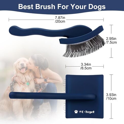 Slicker Dog Grooming Brush for Goldendoodle Poodle Doodle,Slicker Brush with Airflowable Pad for Dogs & Pet Comb Value Kit- Long Pin Slicker Dog Brush-Detangle,Undercoat,Work Fast and Save Time in Saudi Arabia