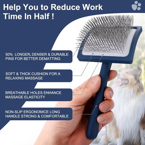Slicker Dog Grooming Brush for Goldendoodle Poodle Doodle,Slicker Brush with Airflowable Pad for Dogs & Pet Comb Value Kit- Long Pin Slicker Dog Brush-Detangle,Undercoat,Work Fast and Save Time in Saudi Arabia