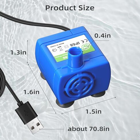 IP68 DR-DC160 submersible water pump Cat Water Fountain Pump for Tritone Ceramic, Stainless Steel, Round Flower Cap Cat Fountains, Automatic Pet Water Dispenser Replacement Pump (No LED) in Saudi Arabia