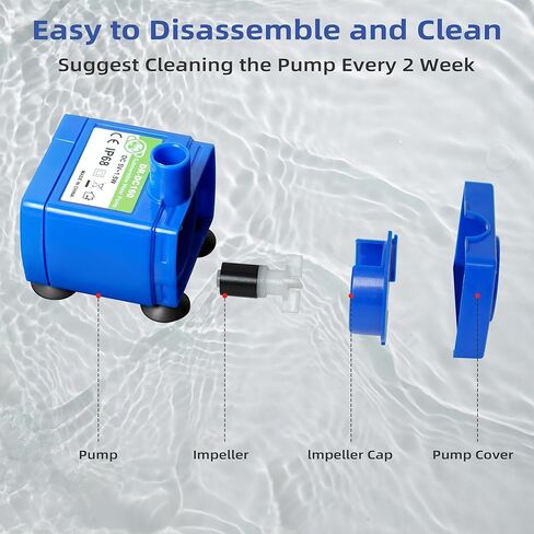 IP68 DR-DC160 submersible water pump Cat Water Fountain Pump for Tritone Ceramic, Stainless Steel, Round Flower Cap Cat Fountains, Automatic Pet Water Dispenser Replacement Pump (No LED) in Saudi Arabia