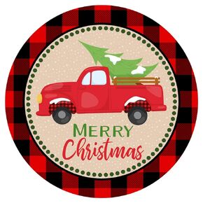 Red Truck Christmas Stickers by Adore By Nat - Holiday Vintage Rustic Farmhouse Gift Wrapping Labels - Set of 30