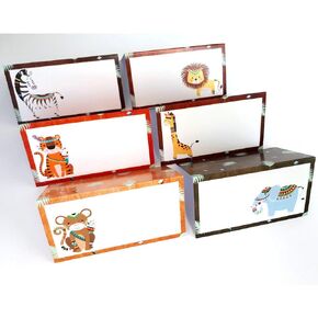 Tribal Boho Jungle Safari Animals Place Tent Cards by Adore By Nat - Birthday Baby Shower Party Card - Set of 12