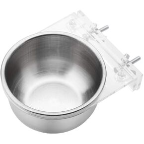 ViaGasaFamido Bird Feeder Bowl, Stainless Steel Hanging Bird Water Bowl Screw Attachment Feeder Bird Cage Accessories for Macaw African Greys Parakeet Cockatoo Cockatiel Conure Lovebird