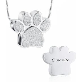 Paw Print Urn Necklace for Ashes Stainless Steel Cremation Keepsake Jewelry for Pet Ashes Memorial Gifts for Man Women