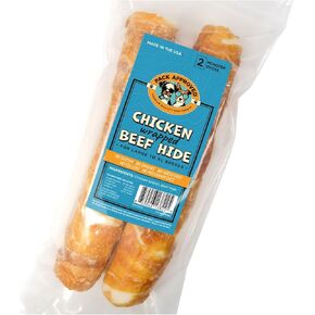 Chicken Wrapped Rawhide Dog Beef Sticks - Long Lasting Dog Chews for Aggressive Chewers - Chicken Wrapped Dog Treats for Large Dogs - Beef Sticks for Dogs Rawhide Chews - XL (Pack of 2)